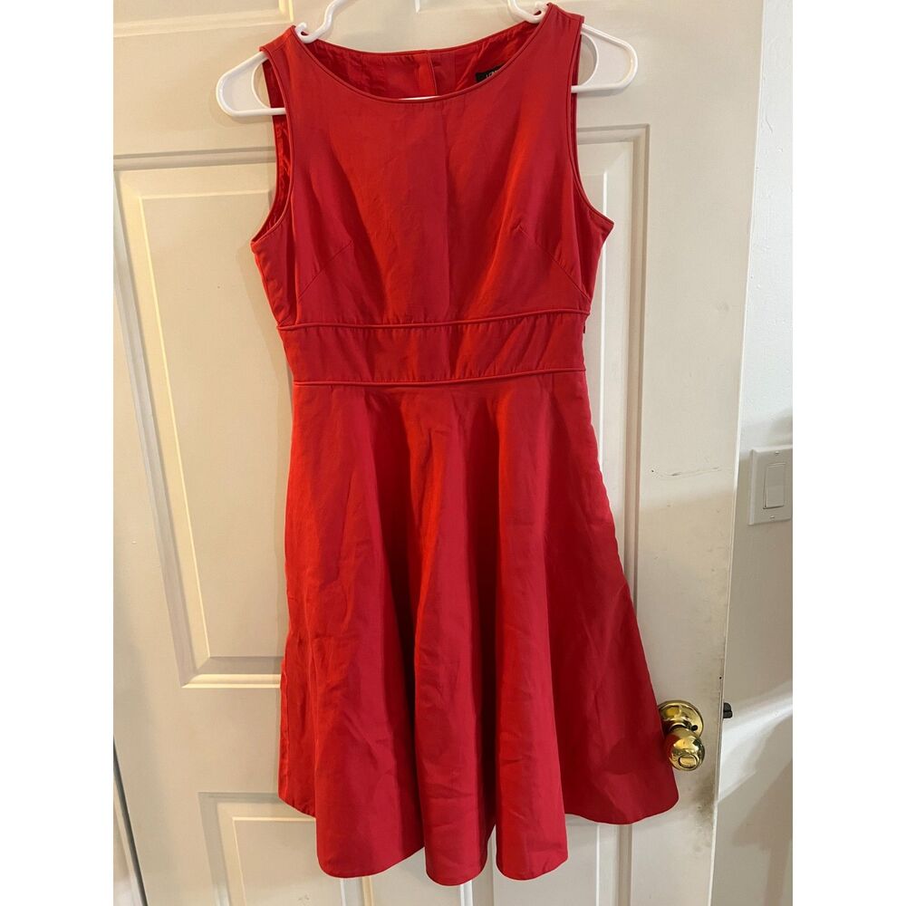 J.Crew Red 100% Cotton Fit and Flare Dress Womens P2 XS Pinup Holiday Event